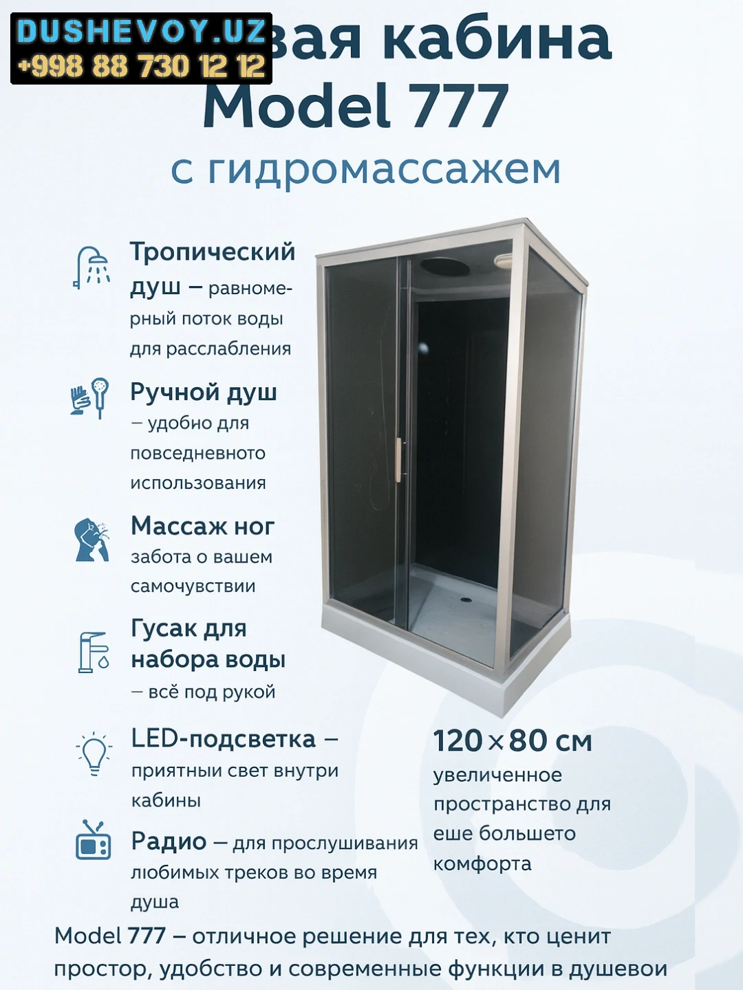 Poddonli dush kabina